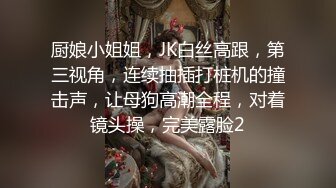 厨娘小姐姐，JK白丝高跟，第三视角，连续抽插打桩机的撞击声，让母狗高潮全程，对着镜头操，完美露脸2